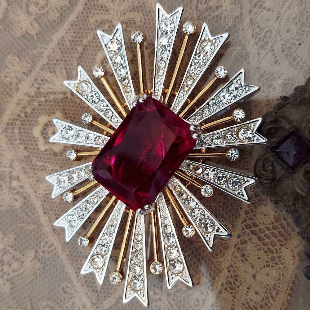 KJL Large Jeweled Brooch